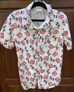 Disney Parks Forever By Junk Food Retro Mickey Mouse Button Up Shirt Youth L - Picture 1 of 8
