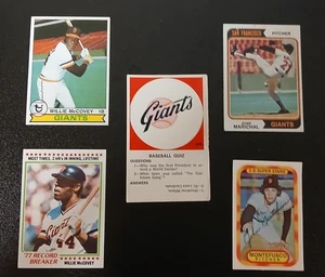 70's Giants Cards, HOFERS: McCovey(2) & Marichal plus RC's, Quiz Card & 3-D Card - Picture 1 of 10