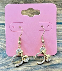 Hypoallergene Ohrhänger Gold 12 mm funkelnde Minnie Mouse Symbol Ohren - Bild 1 von 1