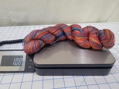 1 Skein NO TAG Fingering Yarn RUST REDS BLUES color - Image 1 of 4