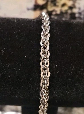 Pulsera de eslabones Vortex plata de ley 925 sumergida en iridio 7,5" 10,5 gramos  Foto 1 de 2