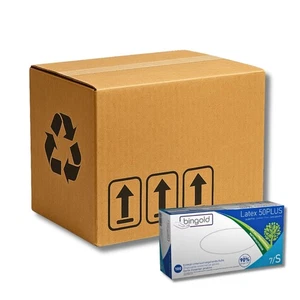 Bingold Einweghandschuhe Latex 50PLUS, natur S Karton Putzhandschuhe Handschuhe - Bild 1 von 9