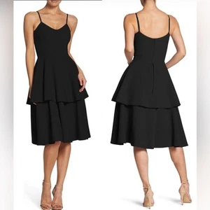 Dress The Population Black Yasmin Tiered Dress Size X-Small - Imagen 1 de 9