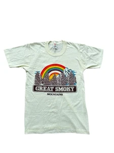 T-shirt vintage anni 70 Smoky Mountains arcobaleno made in USA punto singolo piccola - Foto 1 di 6