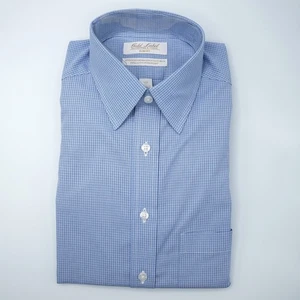 Camisa Roundtree Yorke Etiqueta Dorada 14.5"-32" DELGADA Azul Blanco Cuadros Sin Planchar Nueva con Etiquetas - Imagen 1 de 11