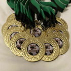 10 x Man of the Match Medals with Green & Black Ribbons, Gold Football Medals