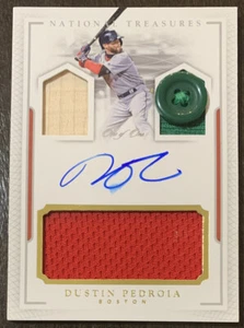 Dustin PEDROIA 2016 Panini National Treasures Button Bat Auto #PCS-DU 1/1 *READ* - Picture 1 of 3
