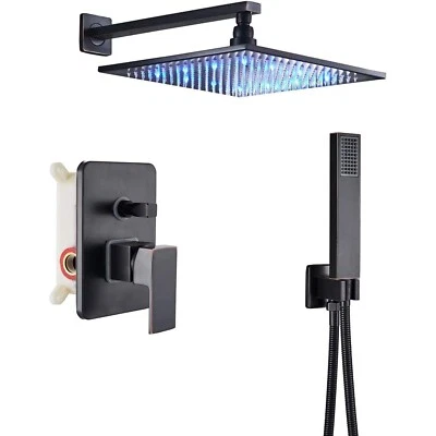 LED Bathroom 2-Function Diverter Valve Shower Faucet System 10-inch Shower Head - Image 1 of 4