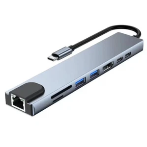 Adaptateur USB 8 en 1 pour ordinateur portable, HDMI, RJ45, lecteur de carte SD - Imagen 1 de 2