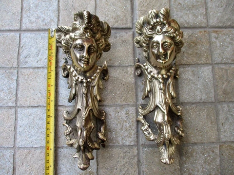 Vintage Pair in Solid Brass Lady Feet For Furniture Leg End Caps Tall Leg Covers Cover