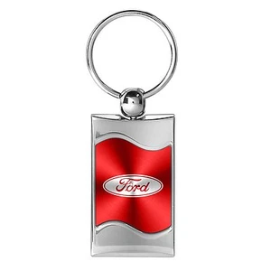 Ford Logo Red Spun Brushed Metal Key Chain - Picture 1 of 3