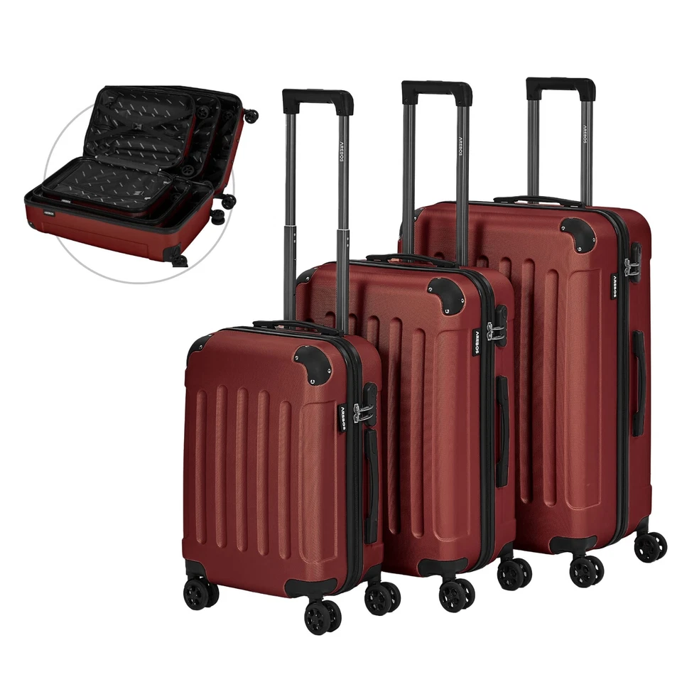 AREBOS Reisekoffer 3er Set Hartschalen Koffer Trolley Kofferset M-L-XL-Set ABS - Bild 1 von 1