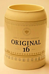 Original 16 Double Aged 24oz Ceramic Beer Mug Cream Bullet Cap Unique VTG Shaped - Foto 1 di 7