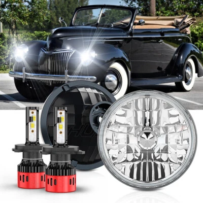 Par de faros LED redondos de 7" pulgadas para Ford Deluxe 1939-1951 Foto 1 de 4