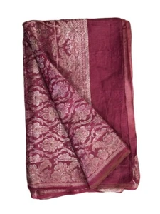 Pure Silk Saree Tussar Sari 100% silk Vintage Indian Fabric Recycled TSS3086 - Picture 1 of 9