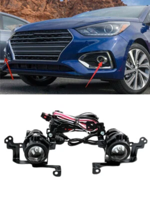 Left + Right For 2018~2021 Hyundai Accent Front Bumper Lens Fog Lamp Accessory - Изображение 1 из 4