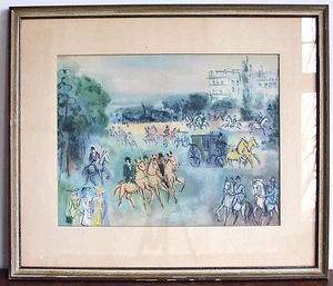 Jean Dufy Graphikdruck - The Three-Quarter Coach - Springtime in Paris - Bild 1 von 3