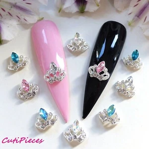 3D Arte en Uñas Tiara Corona AB Estrás Plata Rosa Joya Gema Aleación Metal - Imagen 1 de 12