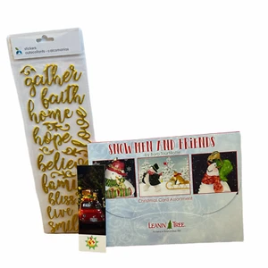 Leanin’ Tree 20 Card Assortment Snowmen & Friends w/ Stickers & Bookmark - Picture 1 of 4