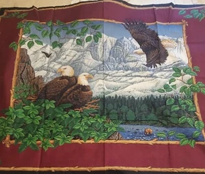Vintage Weißkopfseeadlernest Flug Americana Quilt Stoff Herzstück Hütte Lodge - Bild 1 von 8