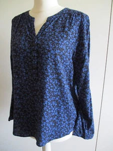 Street One Bluse Größe 40 Style Bamika Neu Schwarz mit blauem Blumenprint - Bild 1 von 3