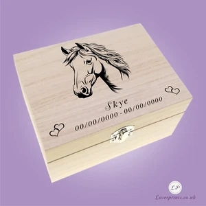 Caja de memoria de urna de recuerdo de cenizas de madera para recuerdo de caballos - Imagen 1 de 12