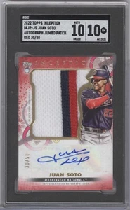 JUAN SOTO 2022 TOPPS INCEPTION 3CLR/50 JUMBO PATCH AUTO SGC 10 & 10 AUTO POP 1!! - Picture 1 of 3