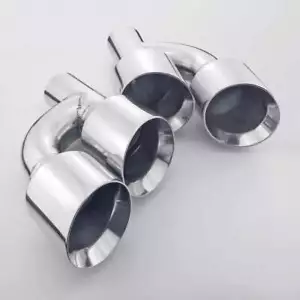 Slant Staggered QUAD 4" Out Offset 2.25" In Dual Wall Stainless Exhaust Tips - Foto 1 di 6