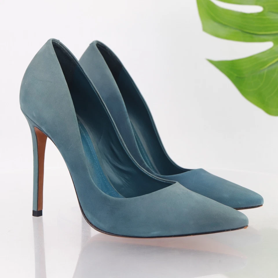 Zapato de vestir SCHUTZ para mujer Lou Pump talla 9 punta tacón azul verde azulado aguamarina nobuck Foto 1 de 4