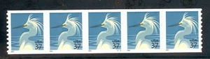 US 3829 Snowy Egret, Plate # V3222 Strip/5, Mint XF NH - Picture 1 of 1