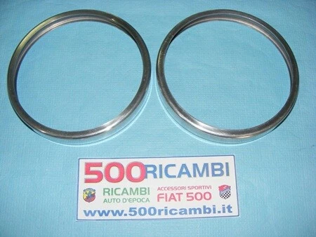 FIAT 500 D F L R COPPIA CORNICI CROMATE FARO PROIETTORE ANTERIORE TIPO BASSO