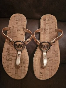 Michael Kors MK Mira Jelly Thong Jelly Sandals Rose Gold Sable Women's Size 6 - Picture 1 of 12