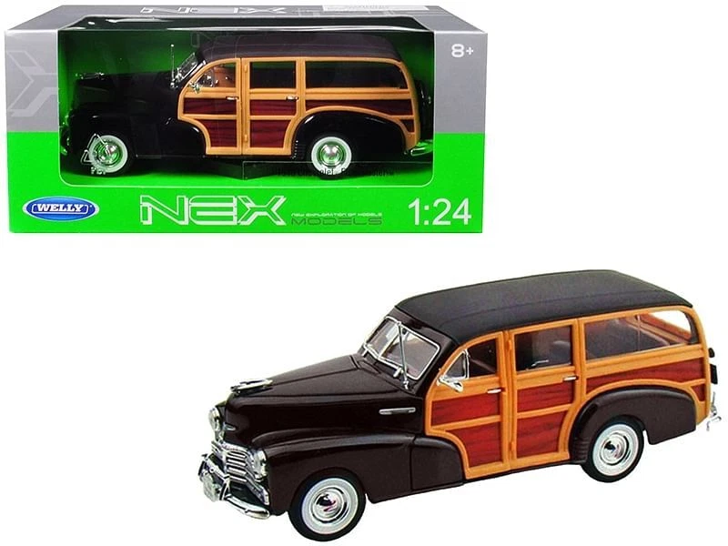 Chevrolet Woody Fleetmaster 1948 marrón oscuro 1/24 coche modelo diecast de Welly Foto 1 de 1