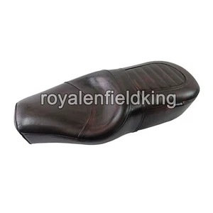 Adapté Pour Royal Enfield Gt & Intercepteur 650 Cuir Double Siège, Ancien Marron - Photo 1/7