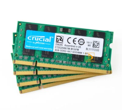 Crucial 4pcs 4GB 2Rx8 PC2-5300S DDR2 667Mhz 200Pin RAM Memory Laptop SODIMM 1.8V - Image 1 of 4