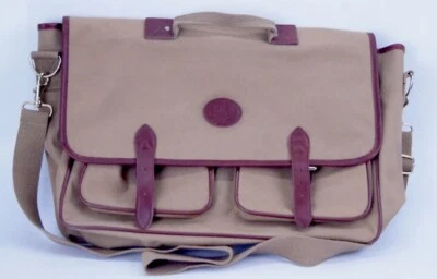 Ralph Lauren Beige  Brown Leather Messenger Bag Laptop School W Shoulder Strap - Image 1 of 4