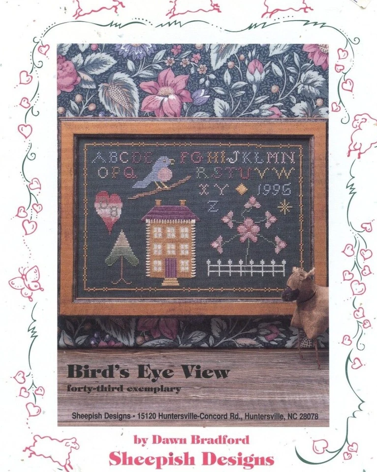 Cross Stitch Sheepish Designs Bird's Eye View Primitive  Sampler Homestead OOP - Image 1 of 1