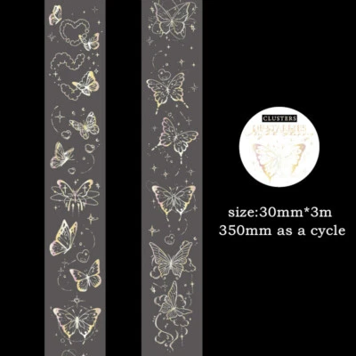 Butterfly Moon Star Holographic Adhesive Tape Journal Card Diy Scrapbook Sticker - Image 1 of 4