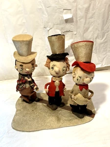 Vtg MCM Xmas Stockingette Band Choir Carolers Felt Centerpiece Kitsch - Picture 1 of 11