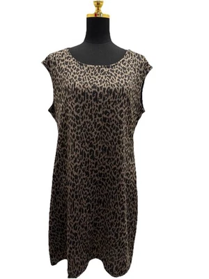 Vestido manga corta con estampado de animales marrón y negro Nine West, talla XL Foto 1 de 4