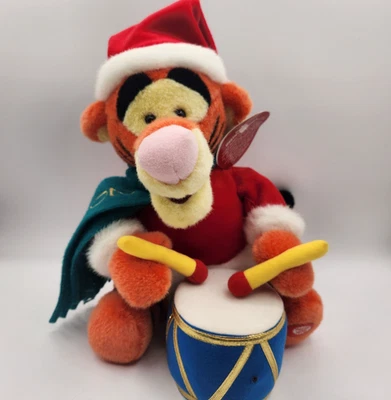 2001 Disney Store Tigger Drummer Plush 11.5" Musical Motion Activated Christmas - Image 1 of 4