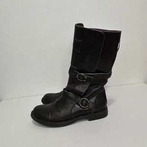 Botas Free People Faryl Robin Cuero Negro Moto Tirantes Hebilla Talla 7.5 - Imagen 1 de 10