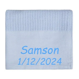 Personalised Embroidered Baby Blanket for Boys Blue - Picture 1 of 2