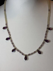 Collana a goccia 22" vintage cristallo viola - Foto 1 di 3