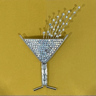 Butler & Wilson Martini Glass Brooch – Clear Crystal Rhinestone Cocktail Pin - Image 1 of 4