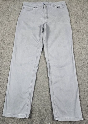 Мужские брюки Chino 34x32 серые эластичные прямые штанины с карманами George плоские спереди - Изображение 1 из 4