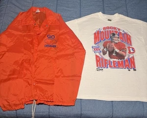 Vintage Denver Broncos Orange Windbreaker + John Elway Graphic Tshirt XL - Picture 1 of 7