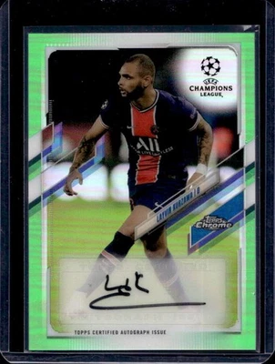 2020-21 Topps Chrome UEFA Layvin Kurzawa Auto Neon Green #65/99 PSG - Image 1 of 2