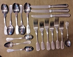 Leonard Silver FIDDLE THREAD Stainless Lot of 18 Pieces- 3 Place Settings & More - Picture 1 of 5