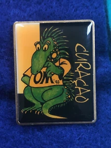 Prendedor CURACAO 1997 Odyssey Of The Mind OM - Lagarto - De colección - Imagen 1 de 1